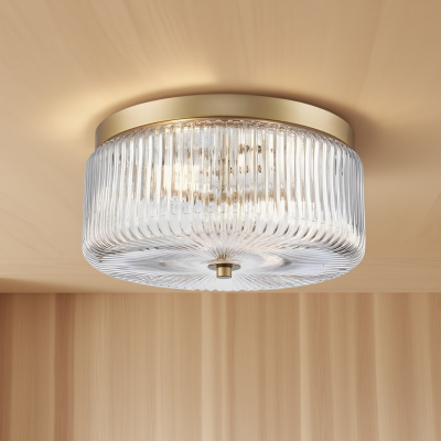 Pax Farmhouse Ribbed Glass Round Flush Mount Ceiling Light Pax Farmhouse Ribbed Glass Round Flush Mount Ceiling Light