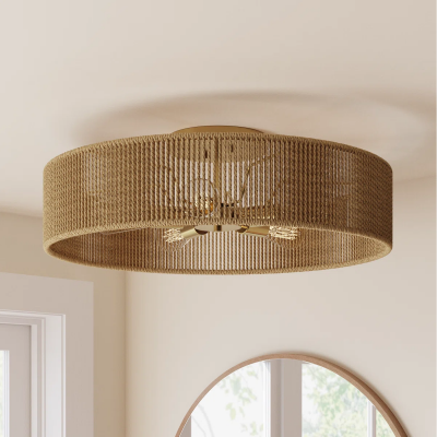 Lioran Rustic Round Rattan Ceiling Light
