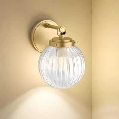 Briar Rustic Cooper Ribbed Glass Globe Sconce Briar Rustic Cooper Ribbed Glass Globe Sconce