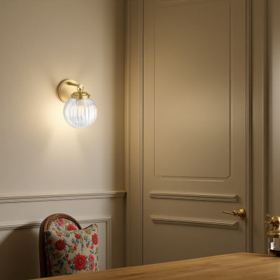 Briar Rustic Cooper Ribbed Glass Globe Sconce Briar Rustic Cooper Ribbed Glass Globe Sconce