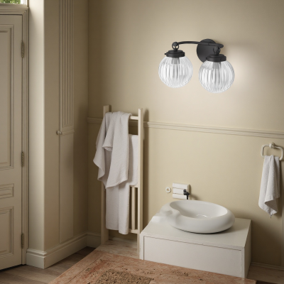 Briar Rustic Cooper Ribbed Glass Globe Sconce Briar Rustic Cooper Ribbed Glass Globe Sconce