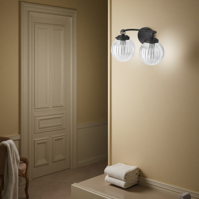 Briar Rustic Cooper Ribbed Glass Globe Sconce Briar Rustic Cooper Ribbed Glass Globe Sconce