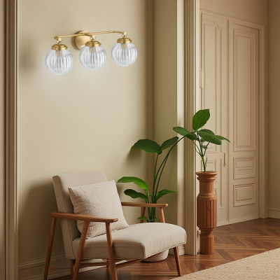 Briar Rustic Cooper Ribbed Glass Globe Sconce Briar Rustic Cooper Ribbed Glass Globe Sconce