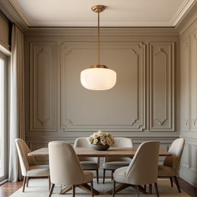 Kronle Schoolhouse Milky White Glass Pendant Light