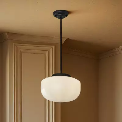 Kronle Schoolhouse Milky White Glass Pendant Light Kronle Schoolhouse Milky White Glass Pendant Light