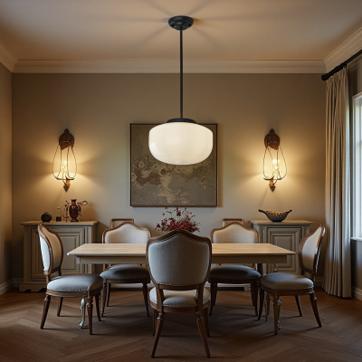 Kronle Schoolhouse Milky White Glass Pendant Light