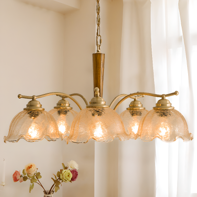 Erin French Country Crack Flower Glass Chandelier Erin French Country Crack Flower Glass Chandelier
