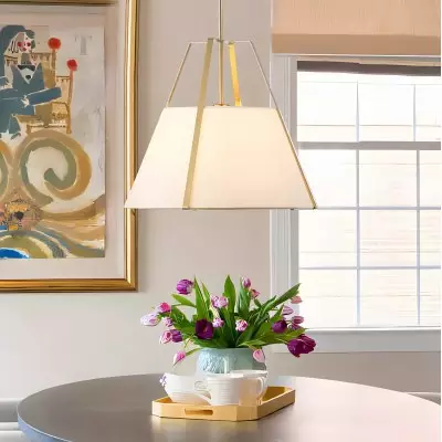 Zevran Farmhouse Metal Cone Fabric Pendant Light Zevran Farmhouse Metal Cone Fabric Pendant Light