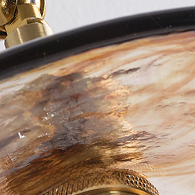 Poulsen Rustic Wood Amber Round Glass Wall Light Poulsen Rustic Wood Amber Round Glass Wall Light