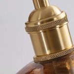 Poulsen Rustic Wood Amber Round Glass Wall Light