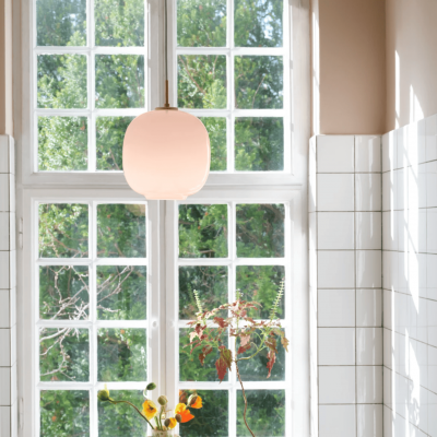 Louis Cream Stained Glass Globe Pendant Light