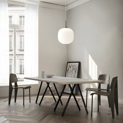 Louis Cream Stained Glass Globe Pendant Light