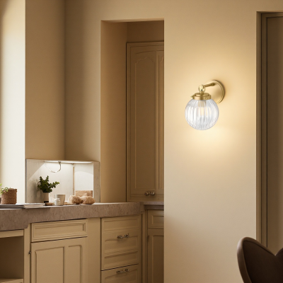 Briar Rustic Cooper Ribbed Glass Globe Sconce Briar Rustic Cooper Ribbed Glass Globe Sconce