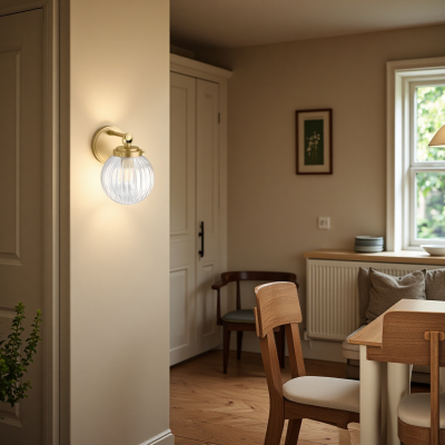 Briar Rustic Cooper Ribbed Glass Globe Sconce Briar Rustic Cooper Ribbed Glass Globe Sconce