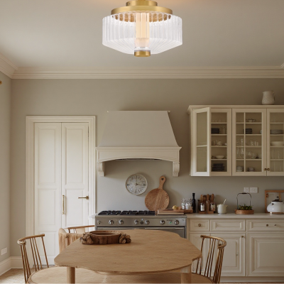 Ellsworth Farmhouse Ribbed Glass Semi Flush Mount Ceiling Light Ellsworth Farmhouse Ribbed Glass Semi Flush Mount Ceiling Light