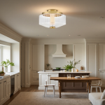 Ellsworth Farmhouse Ribbed Glass Semi Flush Mount Ceiling Light