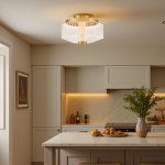 Ellsworth Farmhouse Ribbed Glass Semi Flush Mount Ceiling Light