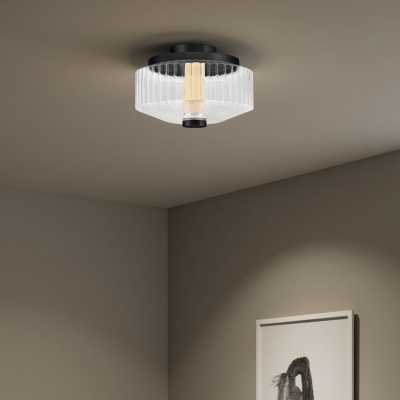 Ellsworth Farmhouse Ribbed Glass Semi Flush Mount Ceiling Light Ellsworth Farmhouse Ribbed Glass Semi Flush Mount Ceiling Light