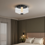 Ellsworth Farmhouse Ribbed Glass Semi Flush Mount Ceiling Light