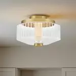 Weston Modern Ribbed Frosted Glass Round Ceiling Light