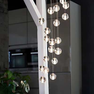 Scandinavian Glass Globe Cluster Staircase Chandelier Scandinavian Glass Globe Cluster Staircase Chandelier