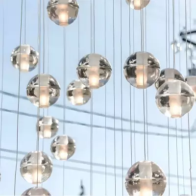 Scandinavian Glass Globe Cluster Staircase Chandelier Scandinavian Glass Globe Cluster Staircase Chandelier
