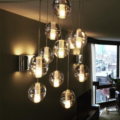 Scandinavian Glass Globe Cluster Staircase Chandelier Scandinavian Glass Globe Cluster Staircase Chandelier