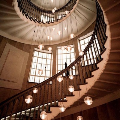 Scandinavian Glass Globe Cluster Staircase Chandelier Scandinavian Glass Globe Cluster Staircase Chandelier