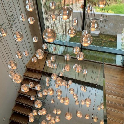 Scandinavian Glass Globe Cluster Staircase Chandelier Scandinavian Glass Globe Cluster Staircase Chandelier