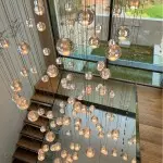 Scandinavian Glass Globe Cluster Staircase Chandelier Scandinavian Glass Globe Cluster Staircase Chandelier