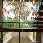 Scandinavian Glass Globe Cluster Staircase Chandelier Scandinavian Glass Globe Cluster Staircase Chandelier