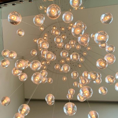 Scandinavian Glass Globe Cluster Staircase Chandelier Scandinavian Glass Globe Cluster Staircase Chandelier