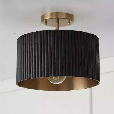 Jovani Farmhous Fluted Resin Drum Ceiling Light