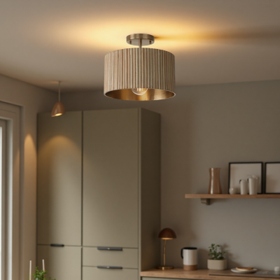 Jovani Farmhous Fluted Resin Drum Ceiling Light