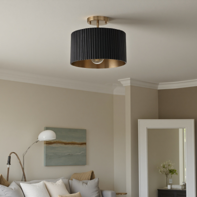 Jovani Farmhous Fluted Resin Drum Ceiling Light