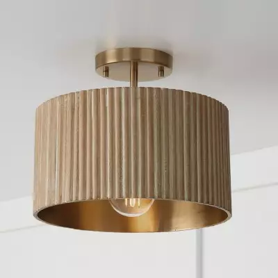 Jovani Farmhous Fluted Resin Drum Ceiling Light