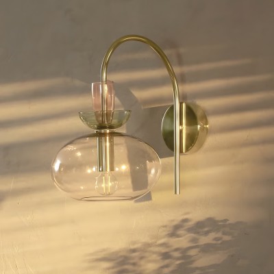 Oryn Globe Glass Brass Wall Light Oryn Globe Glass Brass Wall Light