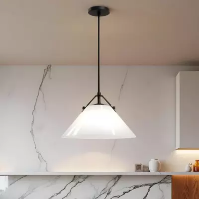 Eny Farmhouse Conical Opal Glass Pendant Light Eny Farmhouse Conical Opal Glass Pendant Light