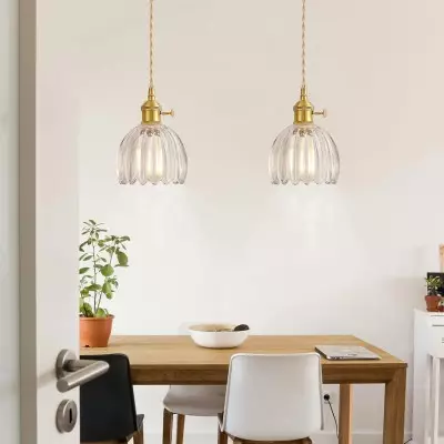Ivana Retro Copper and Glass Tulip Pendant Light Ivana Retro Copper and Glass Tulip Pendant Light