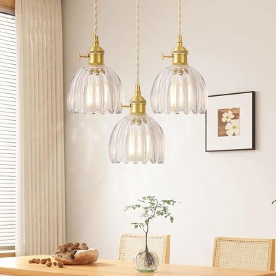 Ivana Retro Copper and Glass Tulip Pendant Light Ivana Retro Copper and Glass Tulip Pendant Light