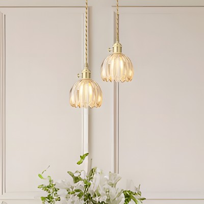 Ivana Retro Copper and Glass Tulip Pendant Light Ivana Retro Copper and Glass Tulip Pendant Light