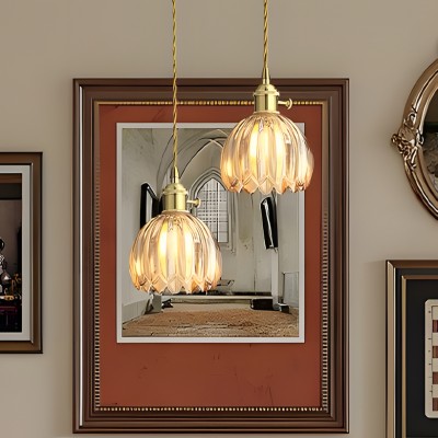Ivana Retro Copper and Glass Tulip Pendant Light Ivana Retro Copper and Glass Tulip Pendant Light