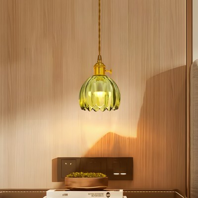 Ivana Retro Copper and Glass Tulip Pendant Light Ivana Retro Copper and Glass Tulip Pendant Light