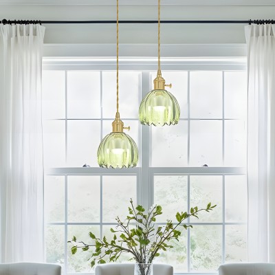 Ivana Retro Copper and Glass Tulip Pendant Light Ivana Retro Copper and Glass Tulip Pendant Light