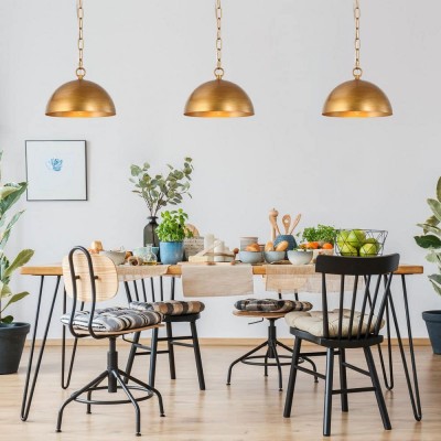 Meadow Farmhouse Brushed Gold Metal Dome Pendant Light Meadow Farmhouse Brushed Gold Metal Dome Pendant Light