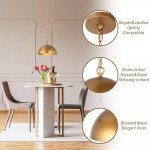 Meadow Farmhouse Brushed Gold Metal Dome Pendant Light