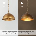 Meadow Farmhouse Brushed Gold Metal Dome Pendant Light