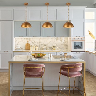 Meadow Farmhouse Brushed Gold Metal Dome Pendant Light Meadow Farmhouse Brushed Gold Metal Dome Pendant Light