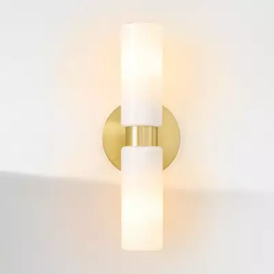 Sinclair Minimalist Glass Double Short Wall Light Sinclair Minimalist Glass Double Short Wall Light