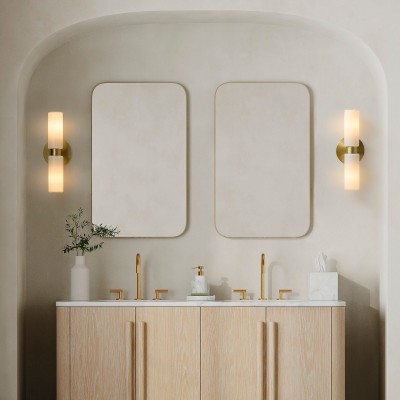 Sinclair Minimalist Glass Double Short Wall Light Sinclair Minimalist Glass Double Short Wall Light